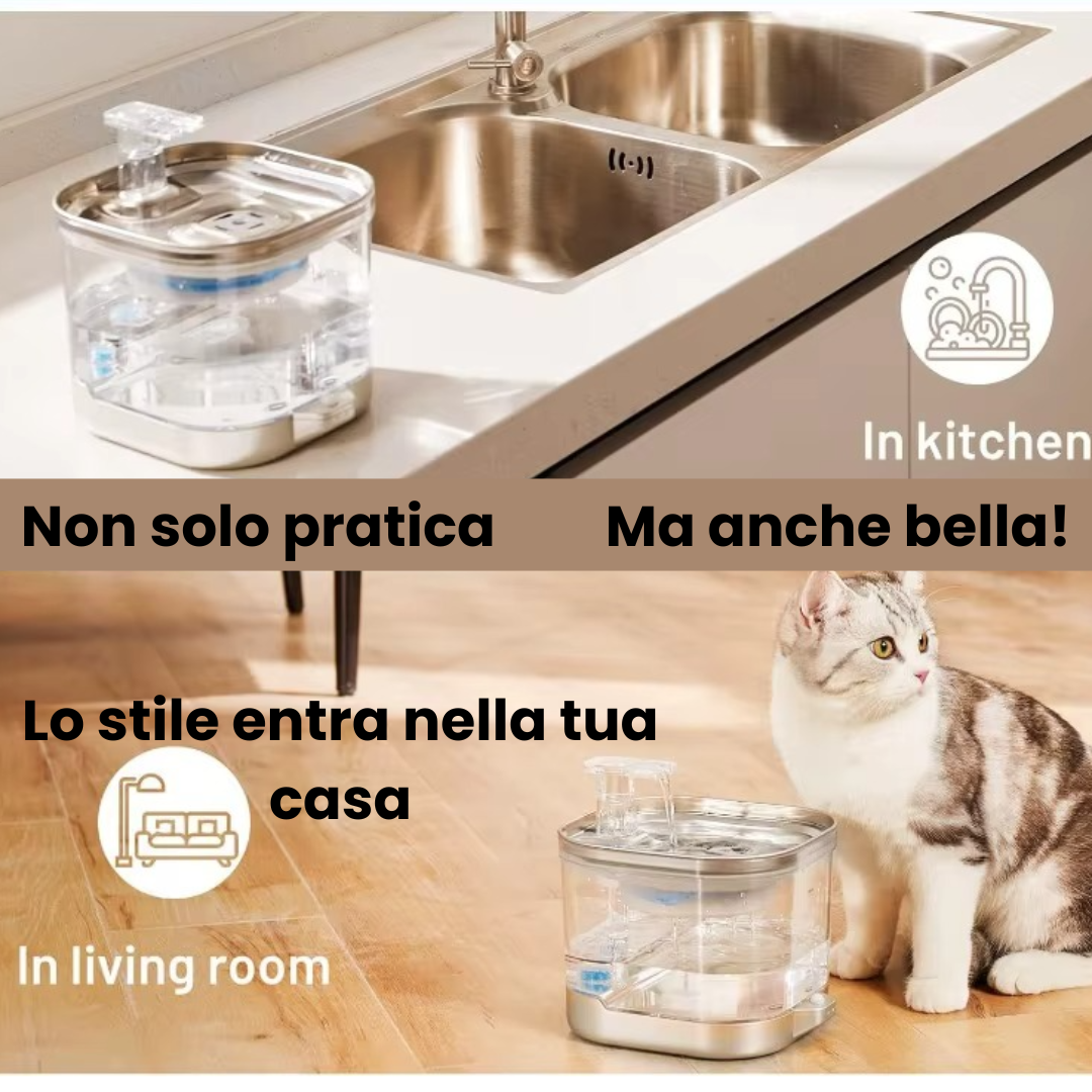 WaterFresh® Fontanella per Animali in Acciaio Inossidabile