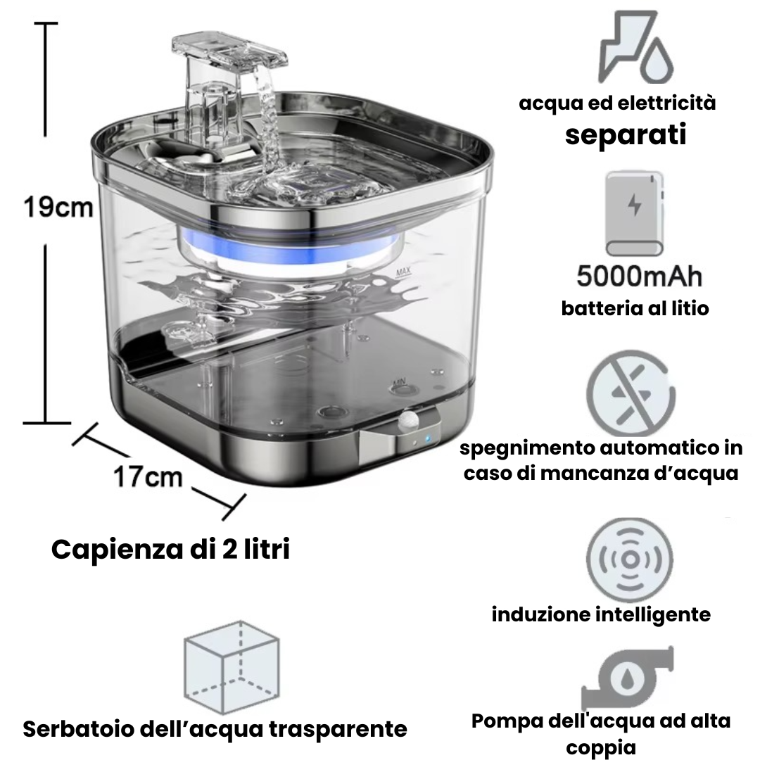 WaterFresh® Fontanella per Animali in Acciaio Inossidabile